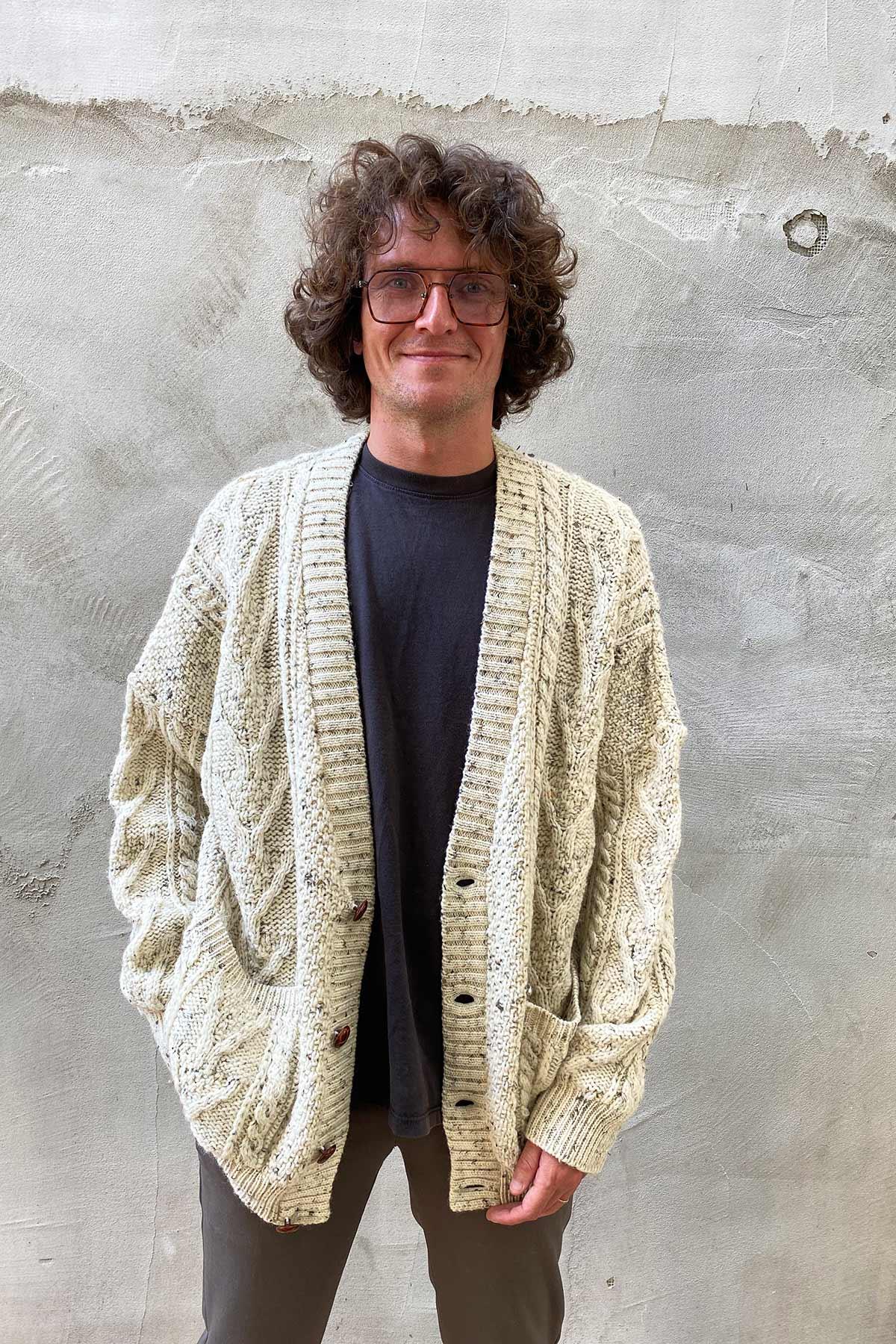 Vintage Kırık Beyaz Oversize Hırka