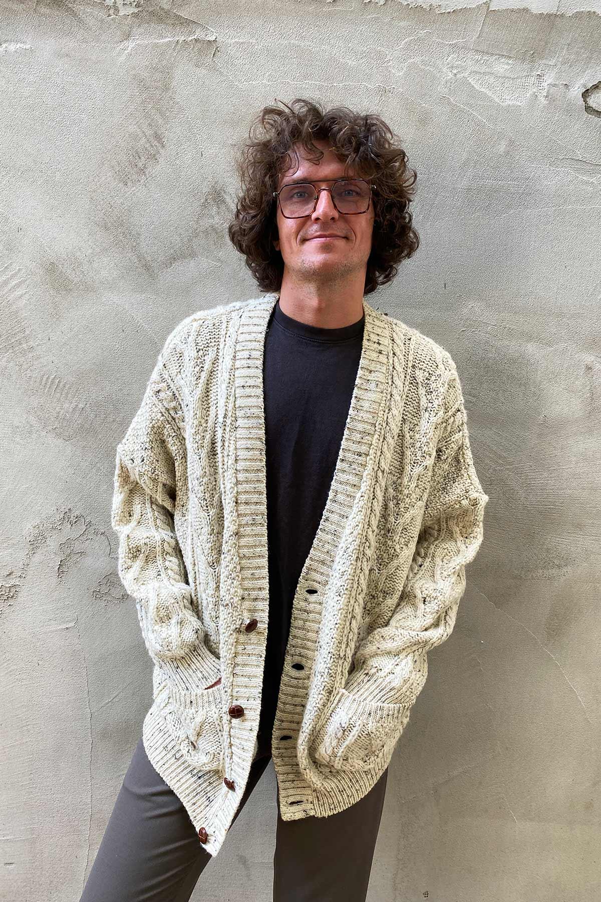 Vintage Kırık Beyaz Oversize Hırka