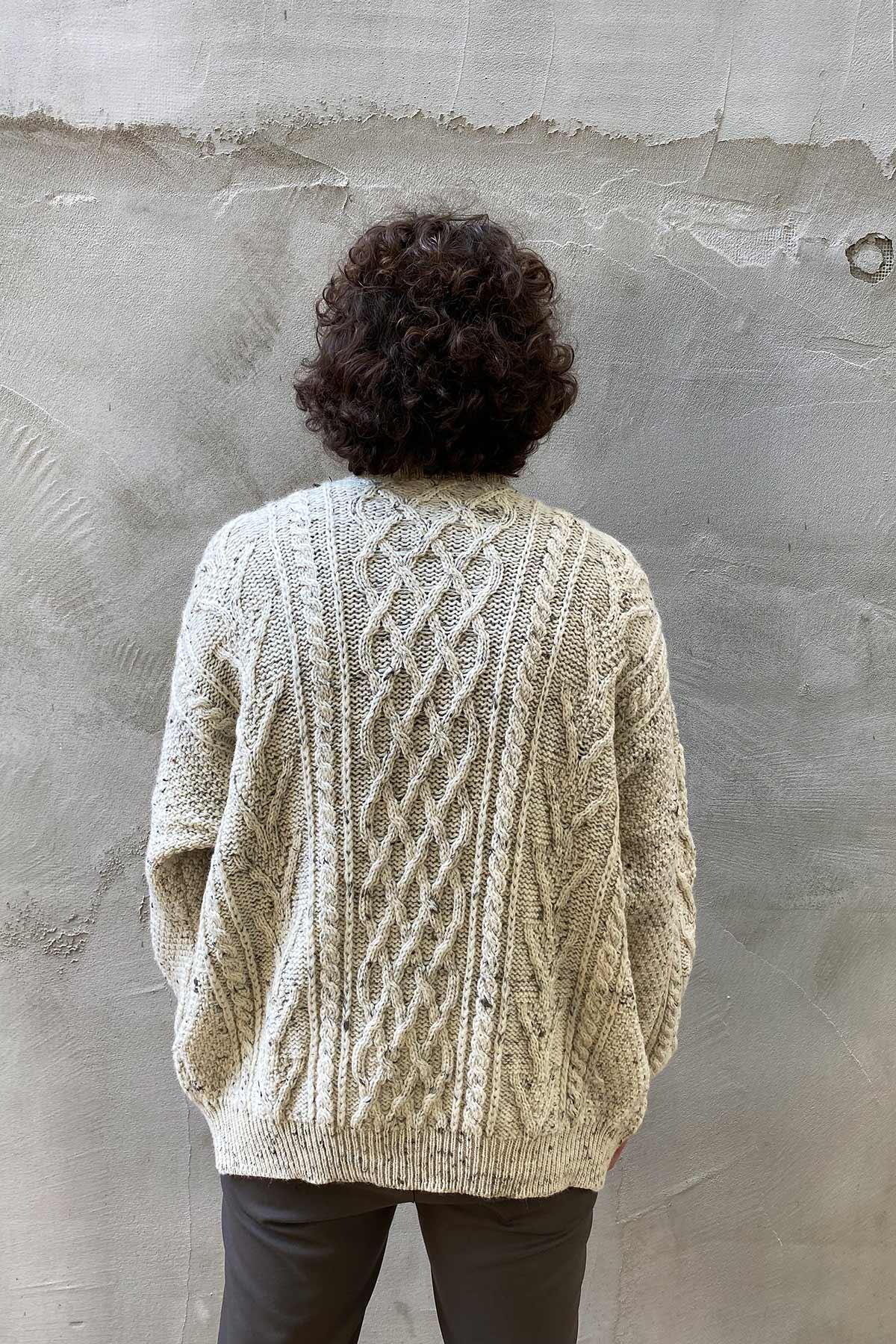 Vintage Kırık Beyaz Oversize Hırka