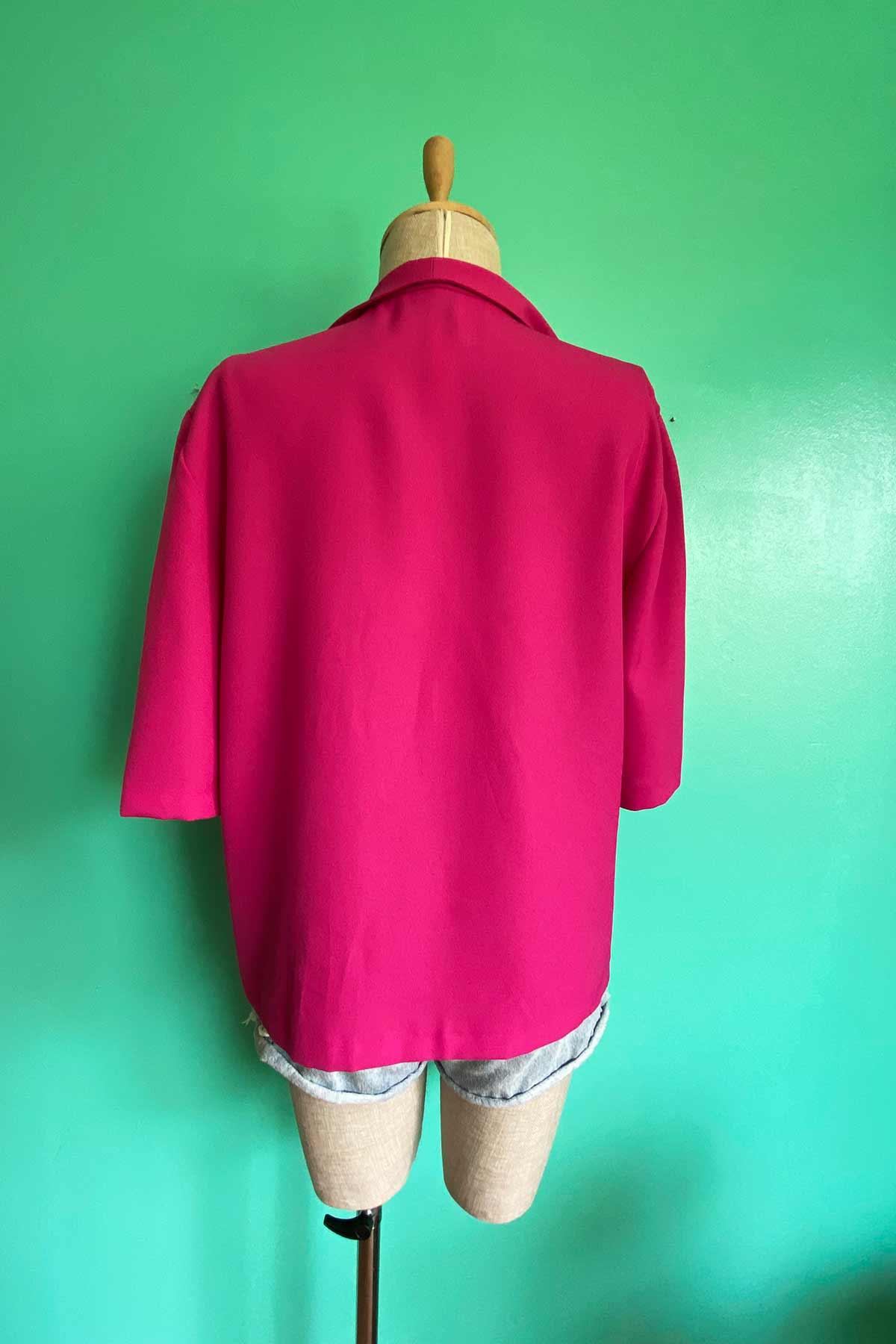 Vintage Kısa Kol Pembe İnce Ceket
