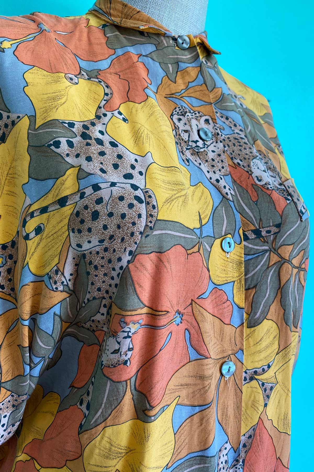 Vintage Leopar Figürlü Gömlek