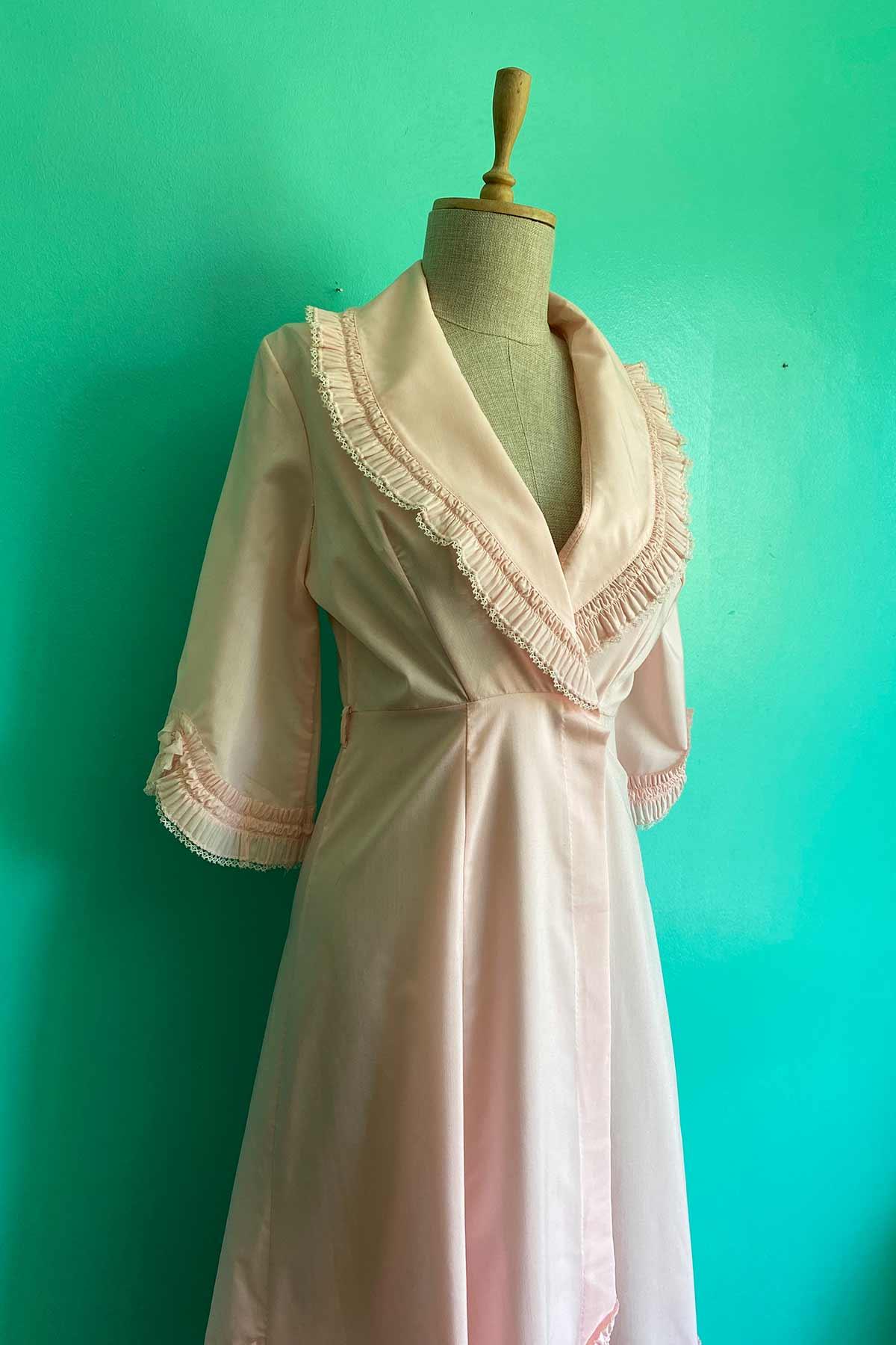 Vintage Maxi Yaka Sabahlık Elbise