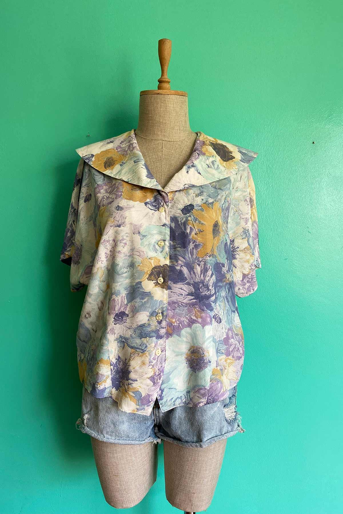 Vintage Maxi Yaka Viskon Gömlek