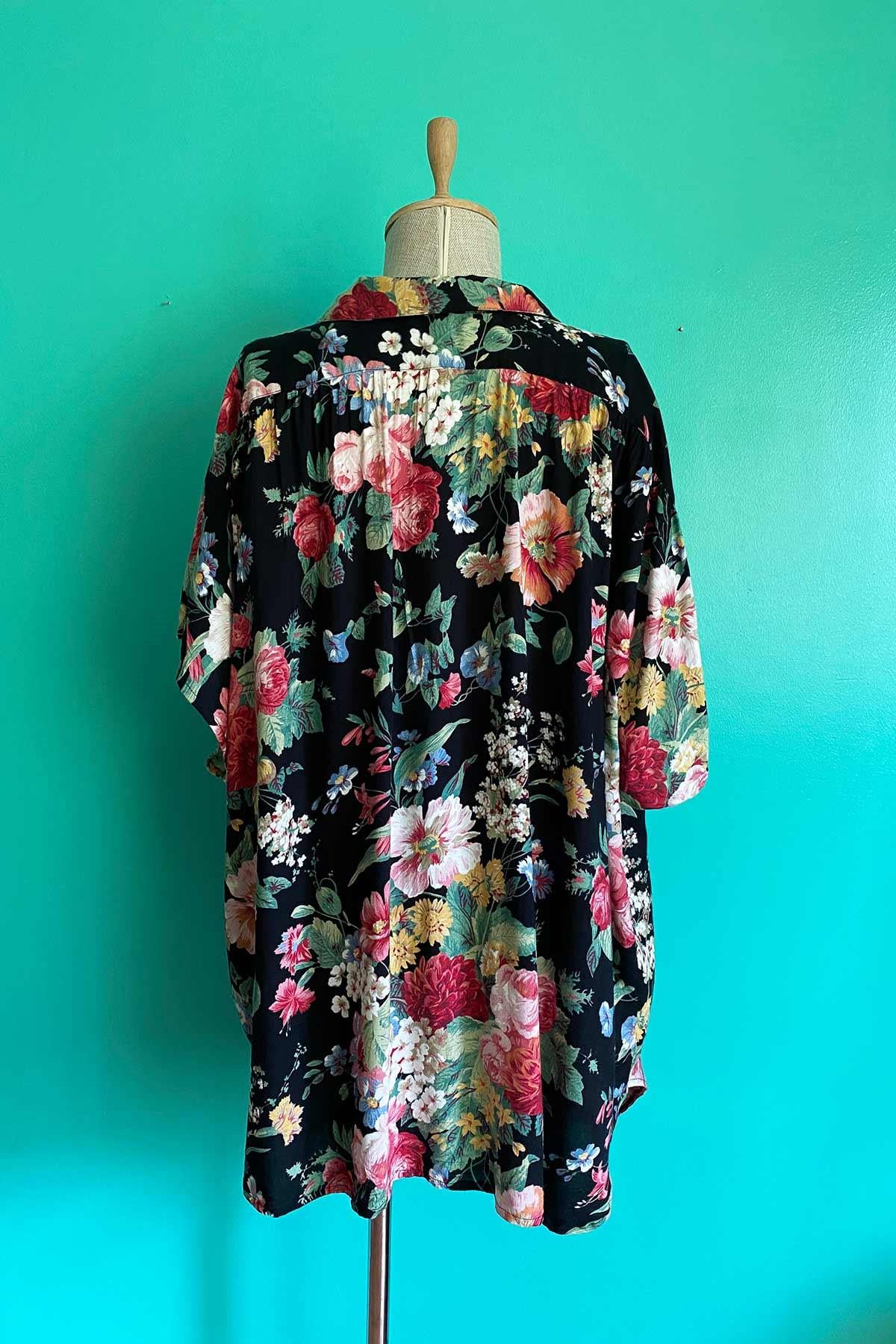 Vintage Oversize Çiçekli Viskon gömlek