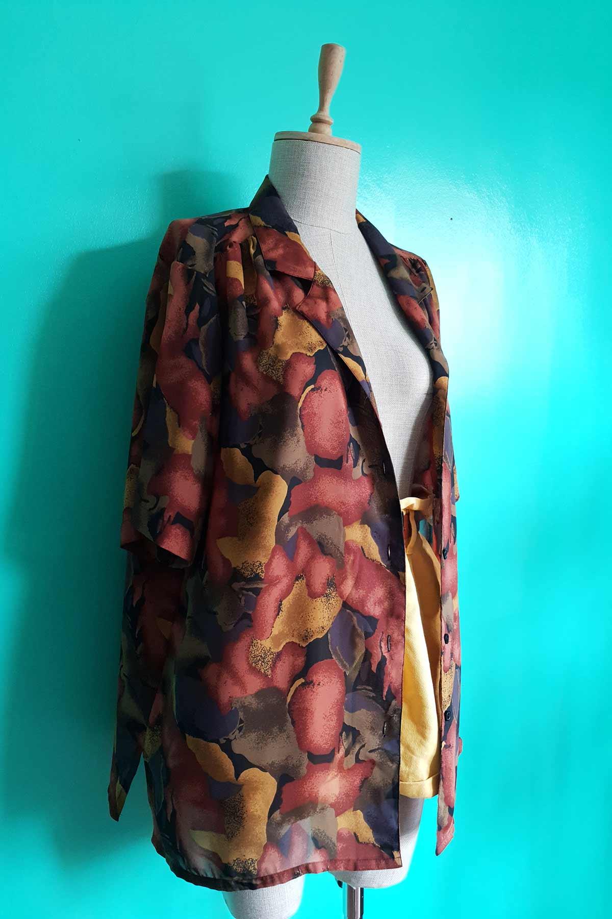 Vintage Oversize Desenli Transparan Gömlek