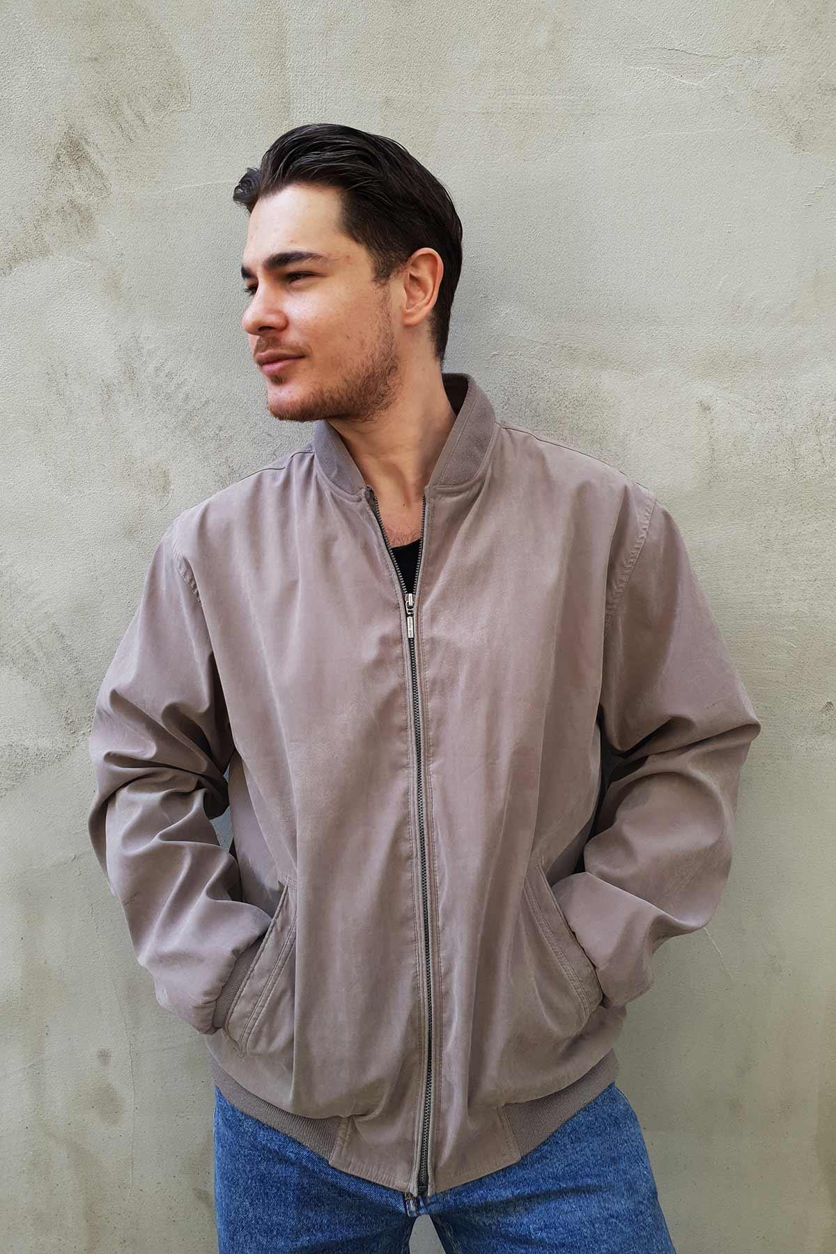 Vintage Oversize Gri Bomber Mont