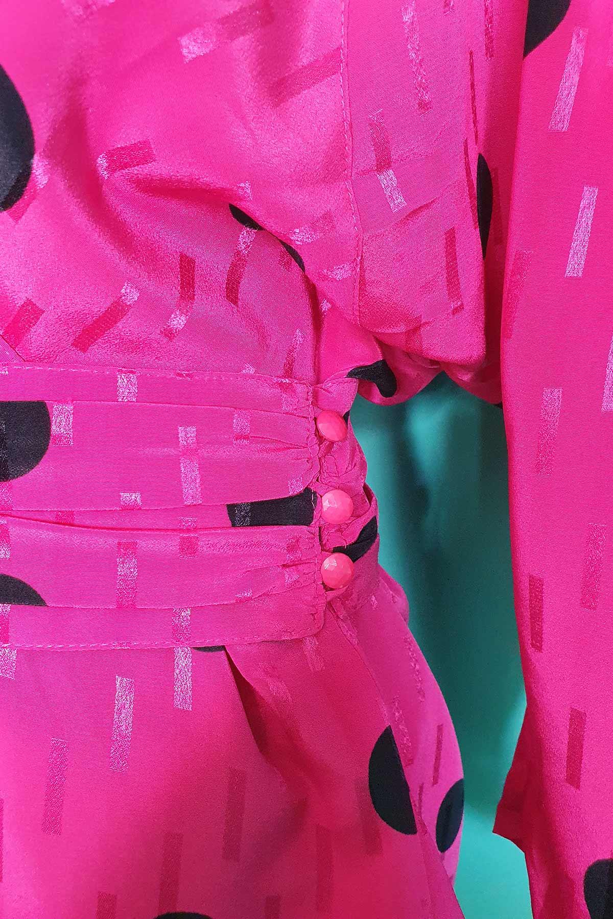 Vintage Puantiyeli Pembe Gömlek