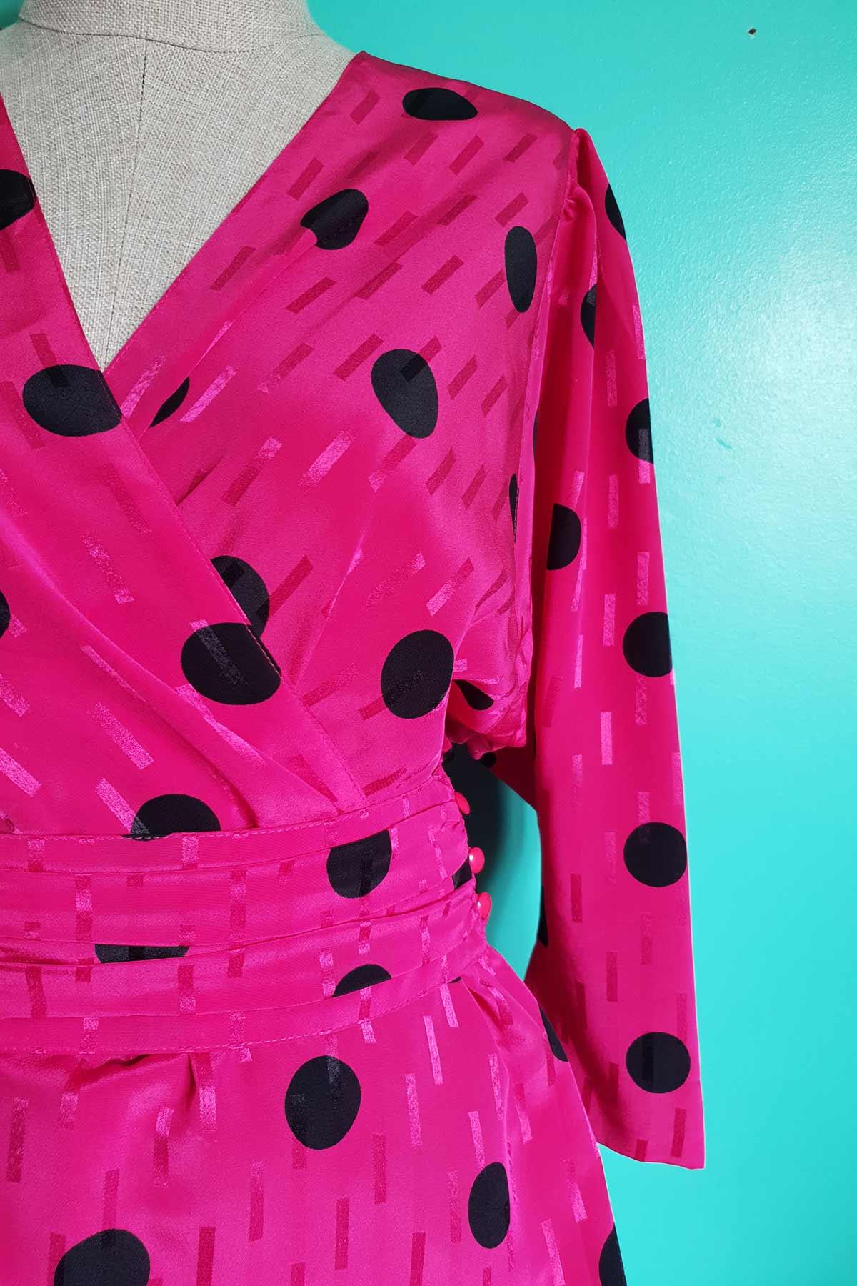 Vintage Puantiyeli Pembe Gömlek