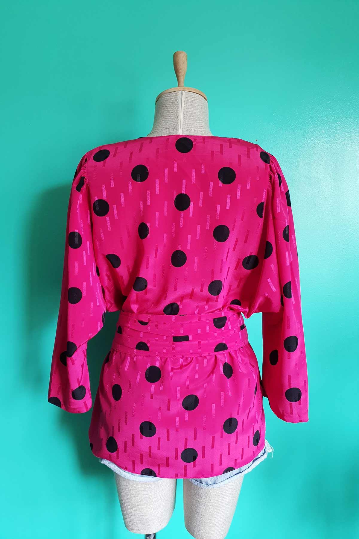 Vintage Puantiyeli Pembe Gömlek