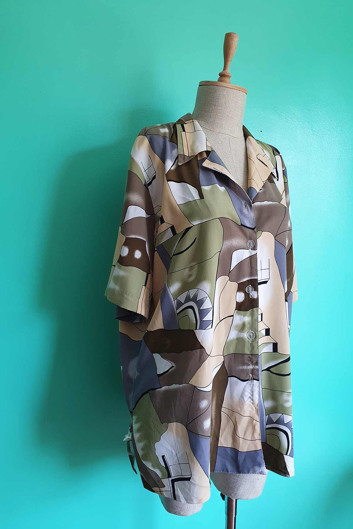 Vintage Renkli Oversize Gömlek
