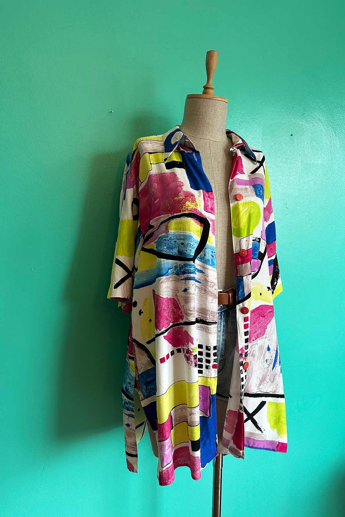 Vintage Renkli Oversize Gömlek