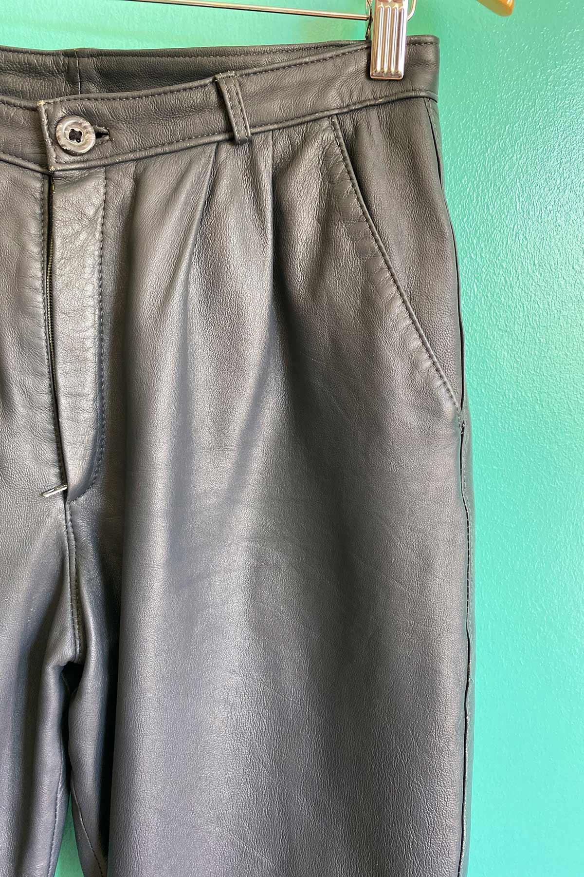 Vintage Siyah Deri Pantolon