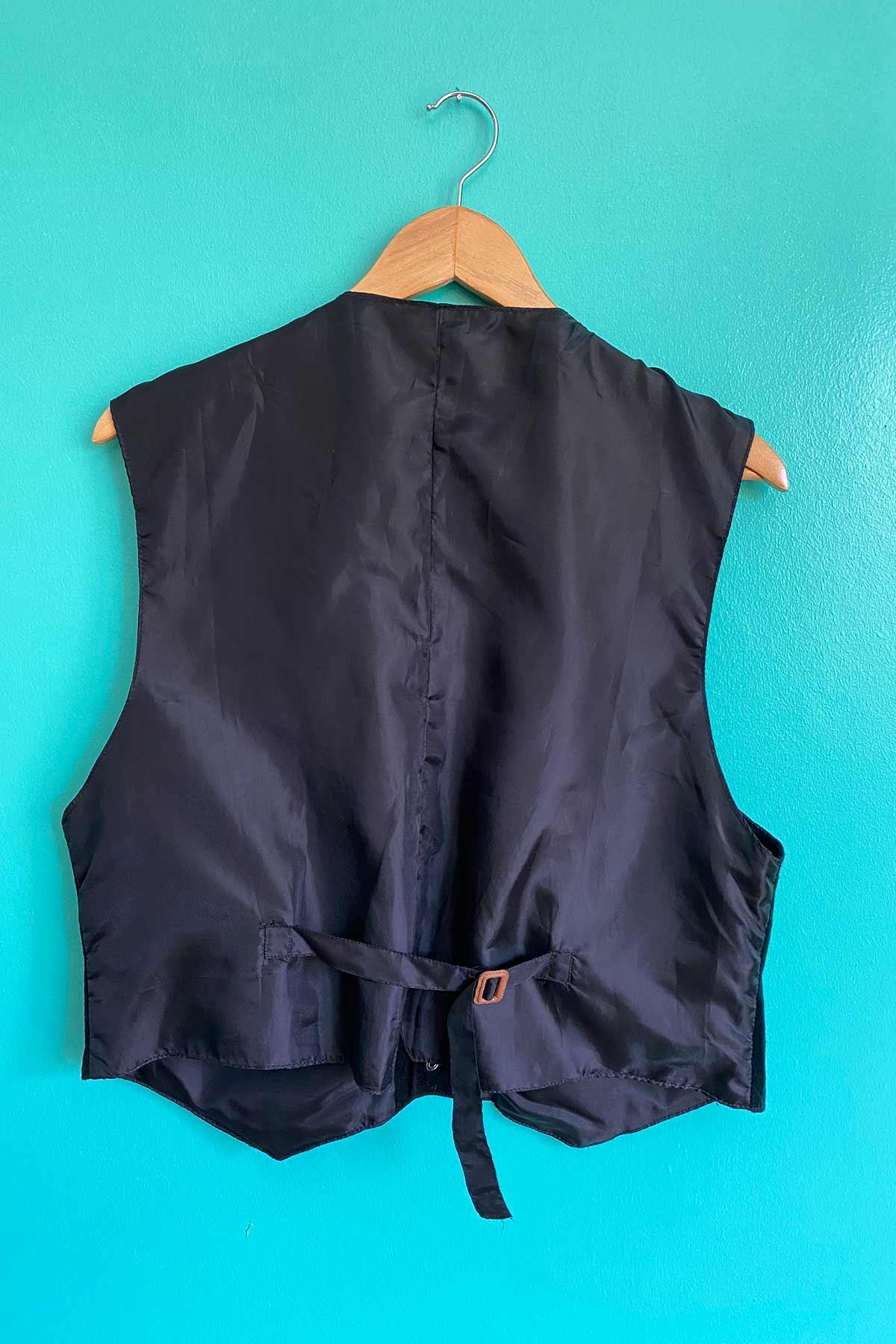 Vintage Siyah Süet Deri Yelek
