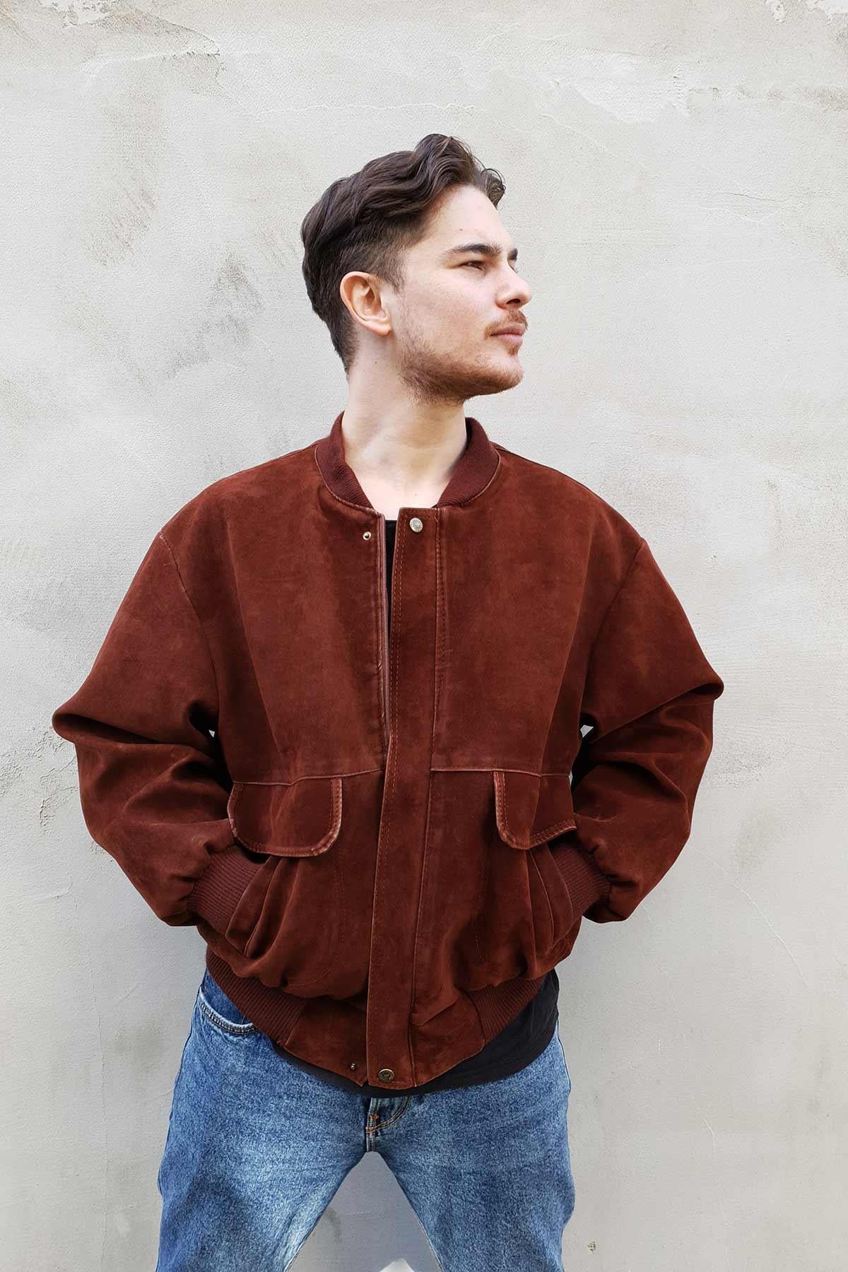 Vintage Süet Kahve Mont