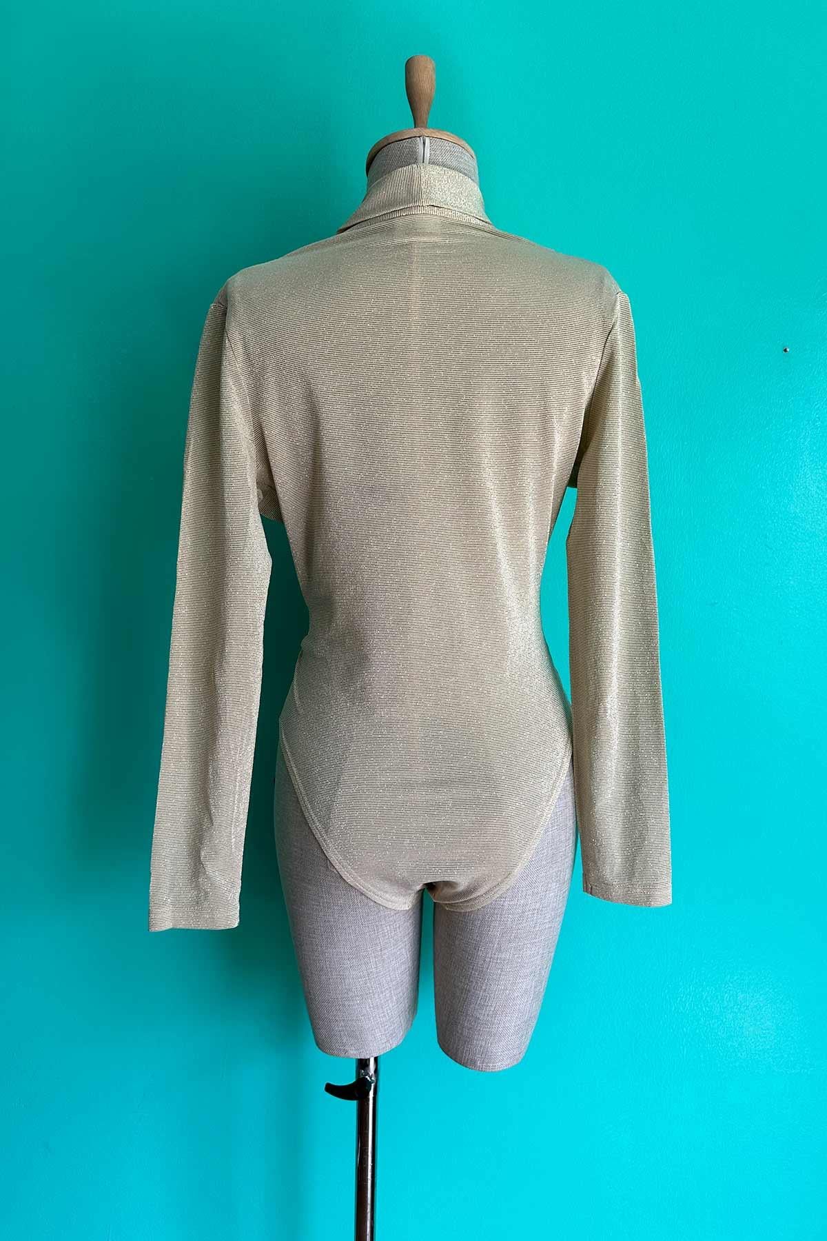 Vintage Uzun Kol Parlak Body Suit