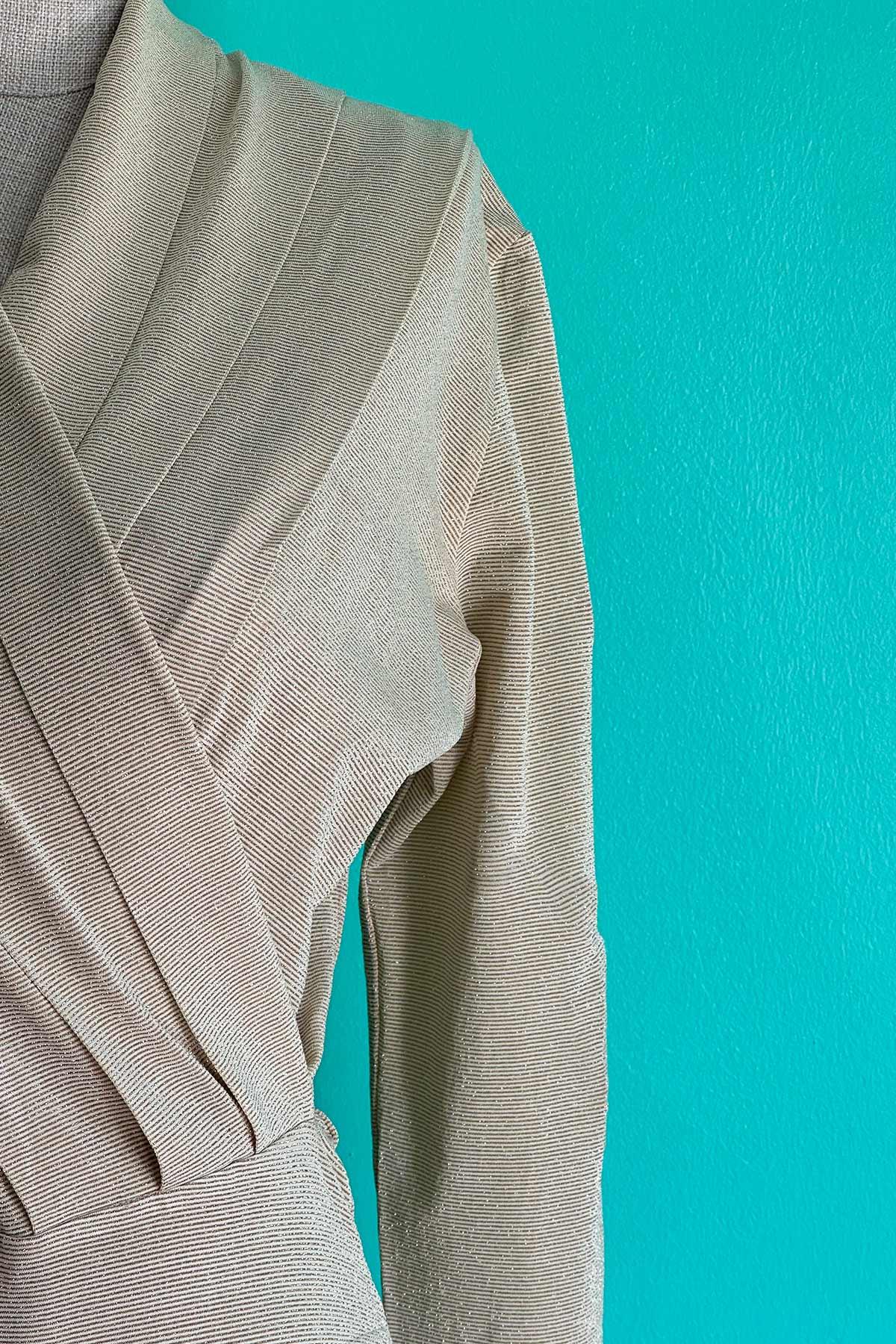 Vintage Uzun Kol Parlak Body Suit