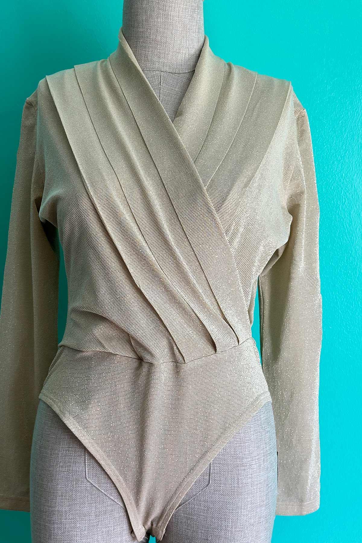 Vintage Uzun Kol Parlak Body Suit