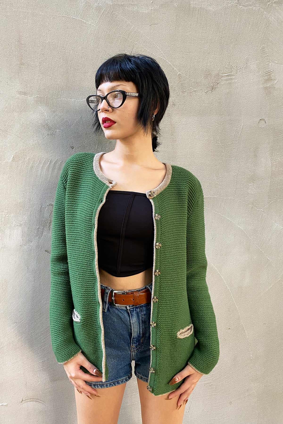 Vintage Yeşil Hırka