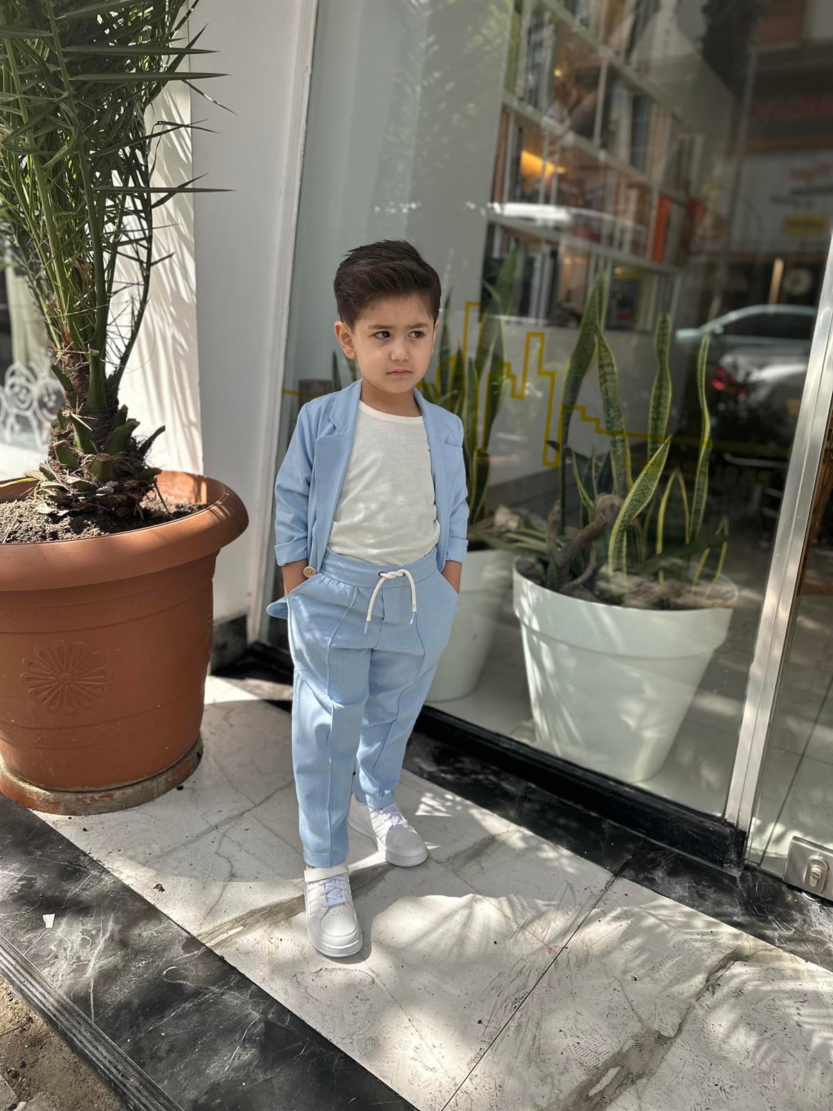 Bebe Mavisi Keten Takım