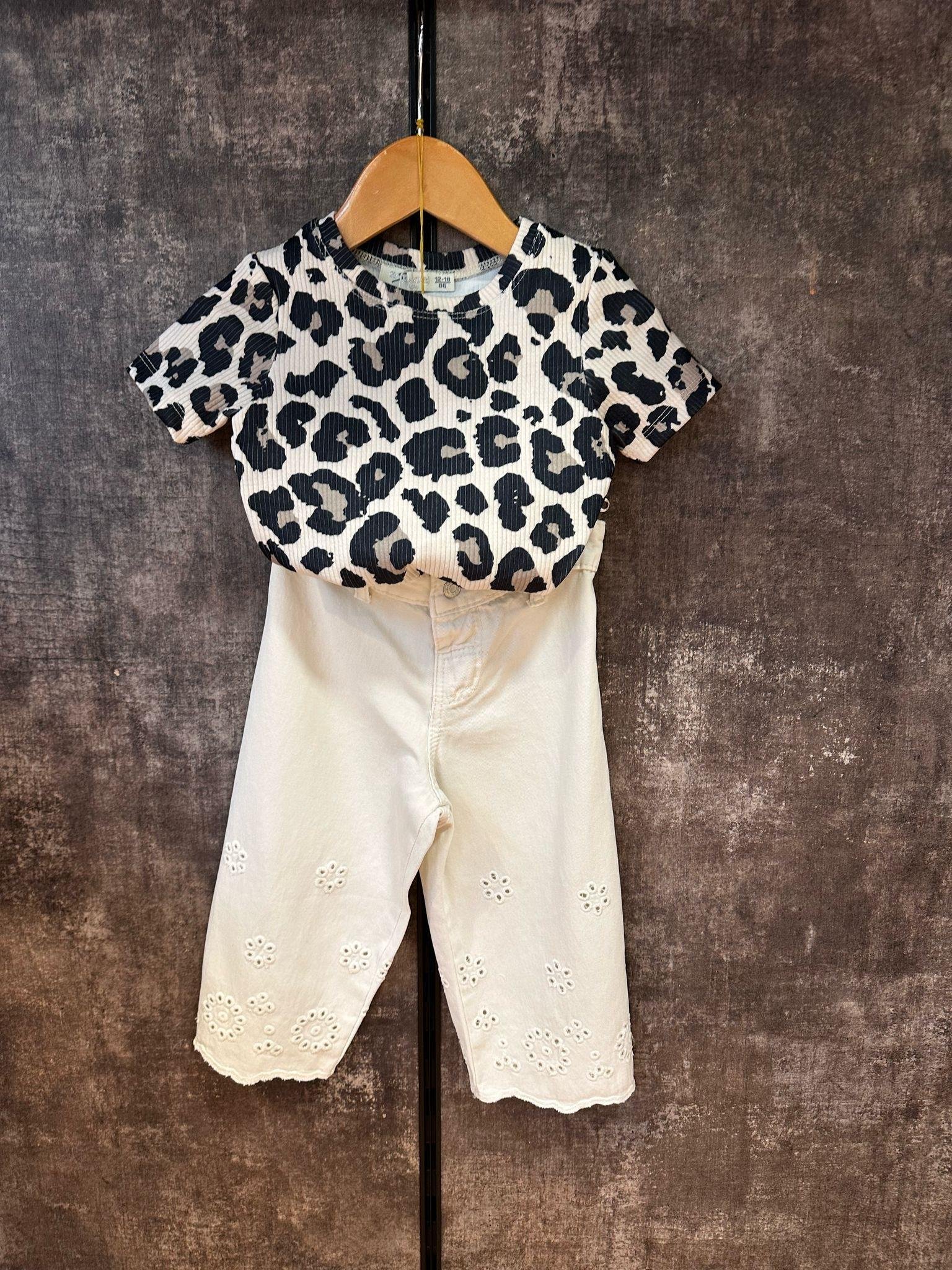 Leopar Krem Pantolon Takım ÇOCUKCABUTİK