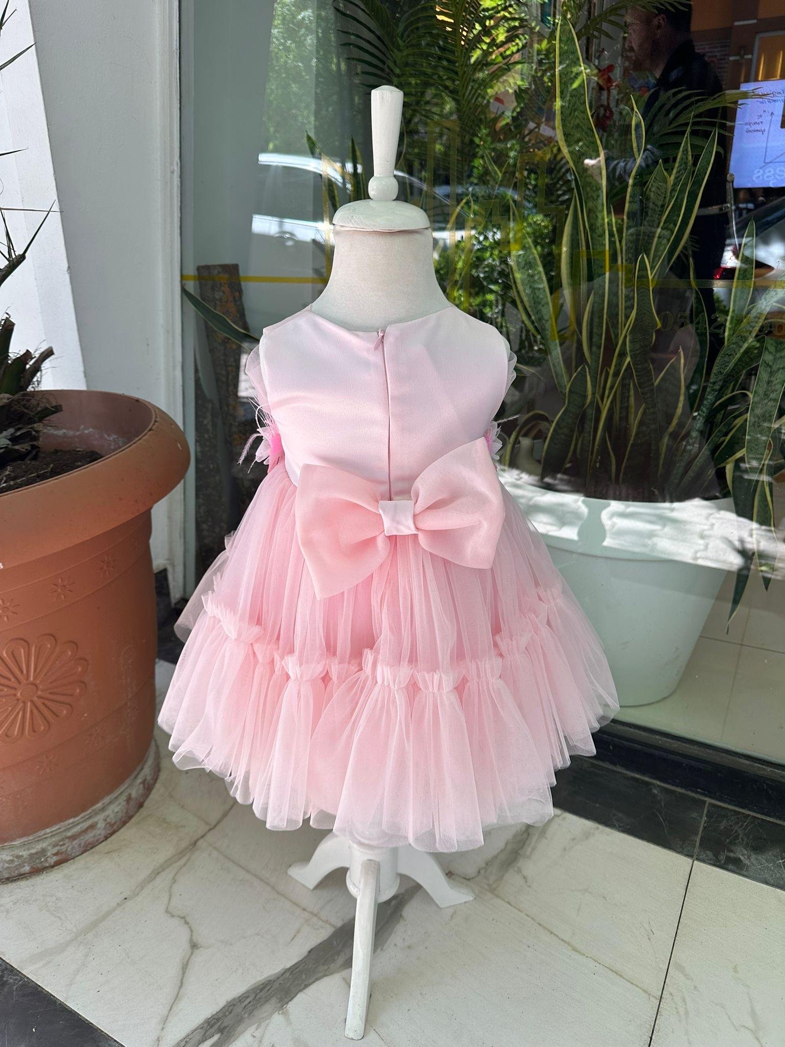 Pembe Fiyonklu ElbiseÇOCUKCABUTİK