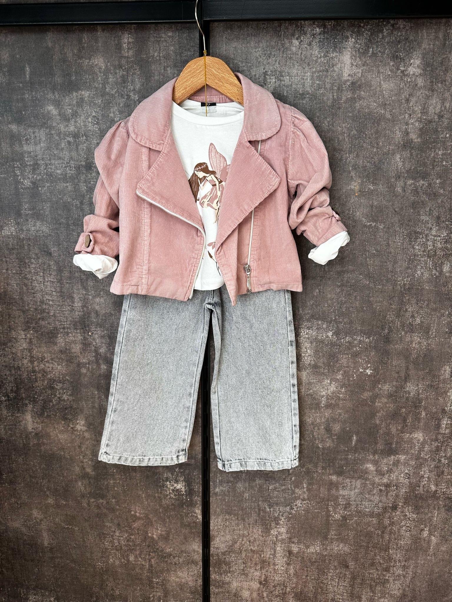 Üçlü Pembe Ceket Takım ÇOCUKCABUTİK