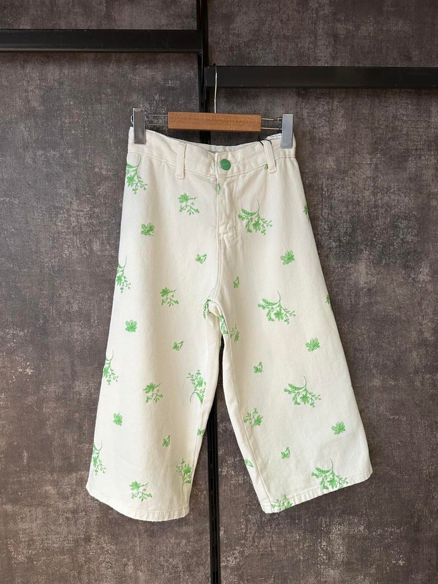 Yeşil Nakış Detaylı Pantolon 