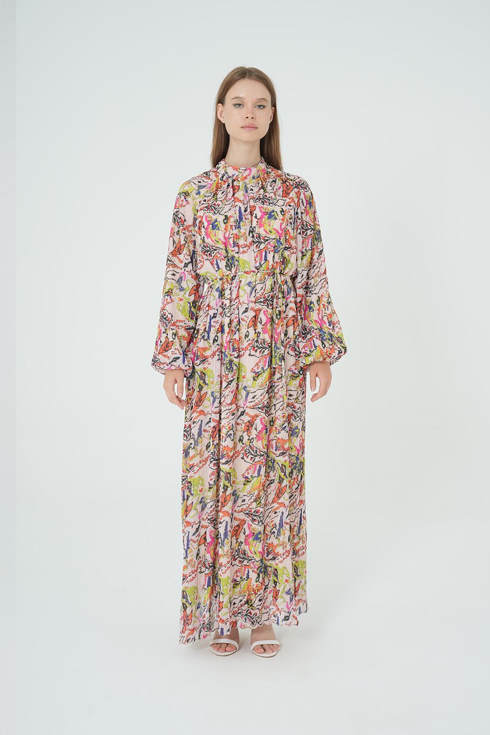 BEJ Batik Desenli Elbise H