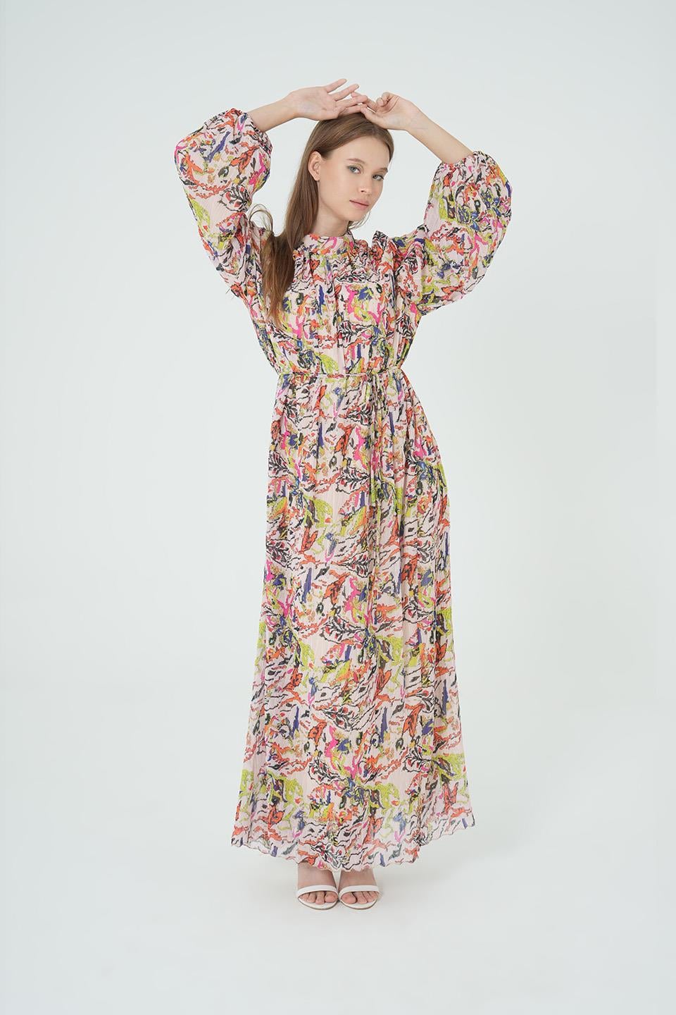 BEJ Batik Desenli Elbise H