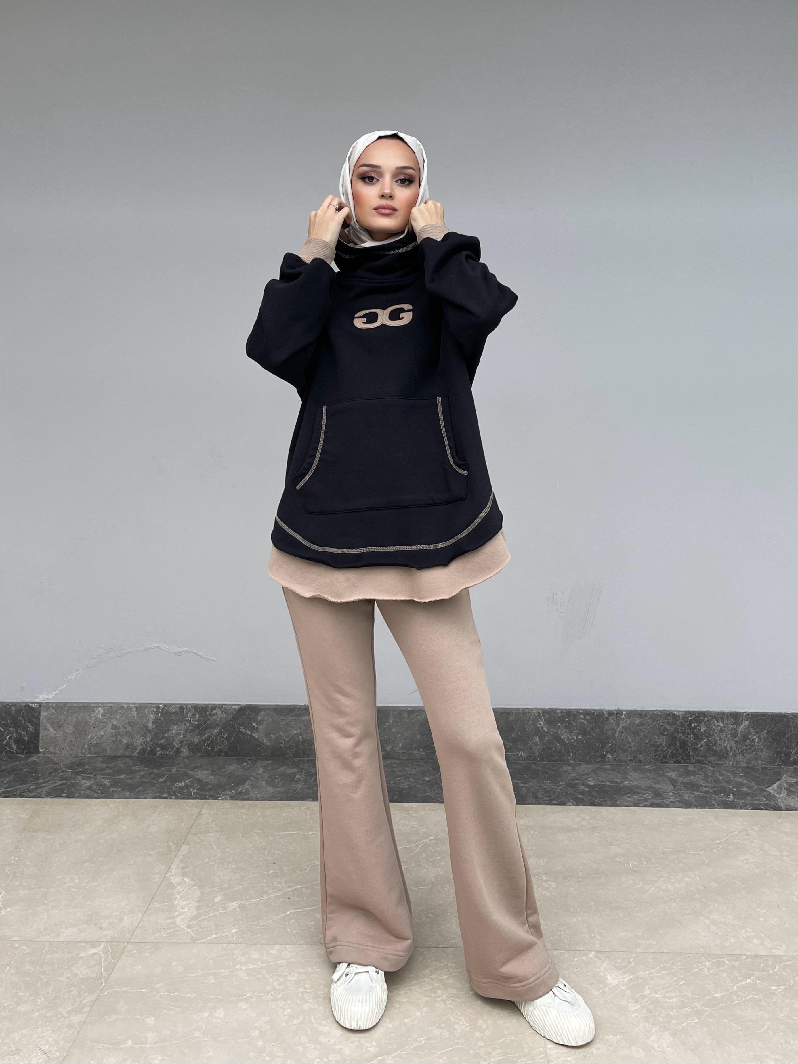 Camel Bol Paça Örme Pantolon