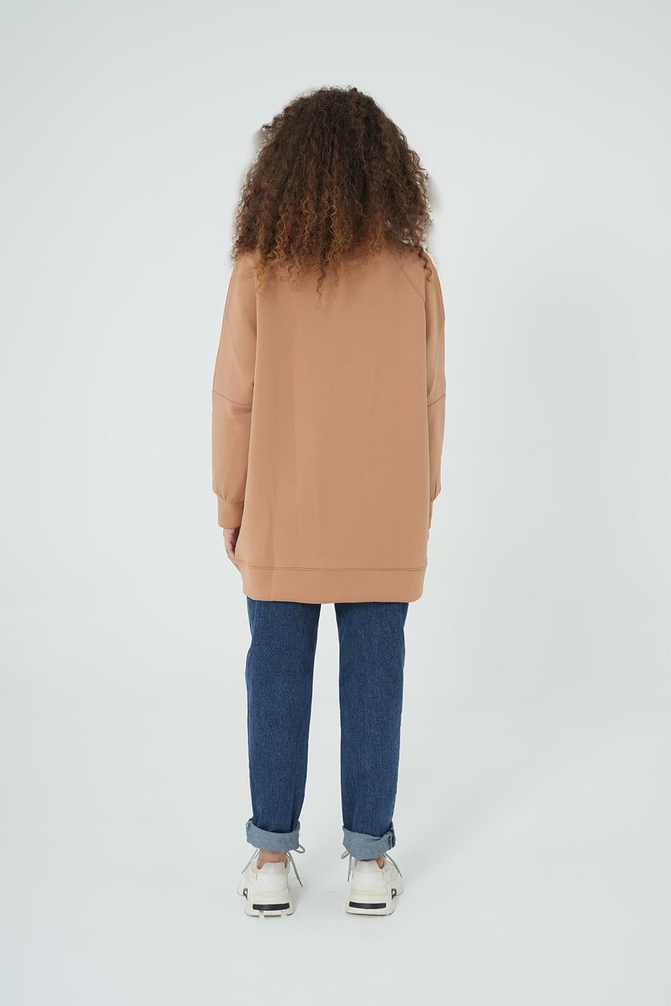 CAMEL İNCİ DETAYLI OVERSİZE SWEAT