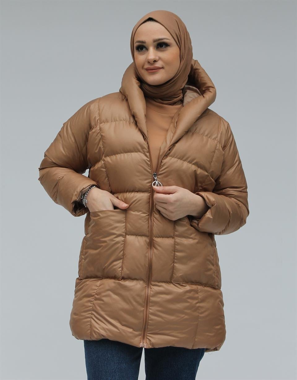 CAMEL YARASA KOL CEPLİ  ŞİŞME MONT