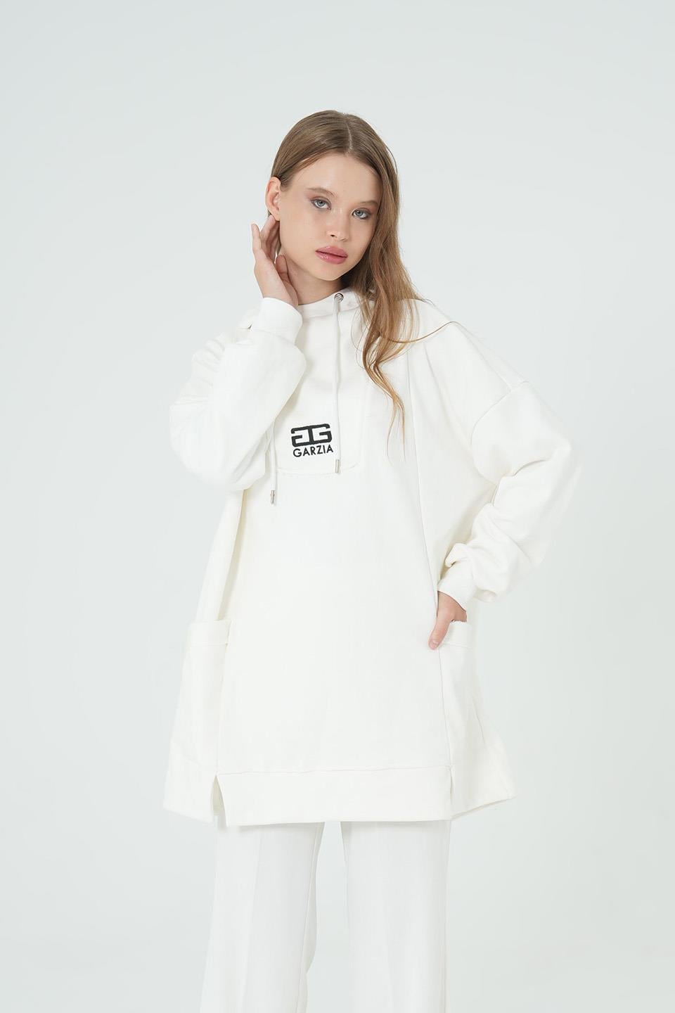 EKRU Kapüşonlu Sweat