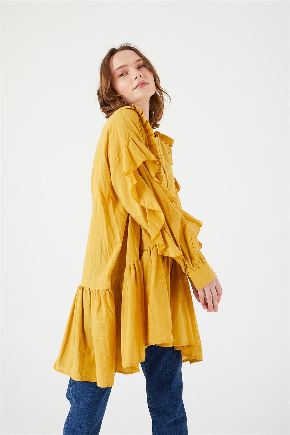 HARDAL OVERSİZE KOL VOLANLI GÖMLEK