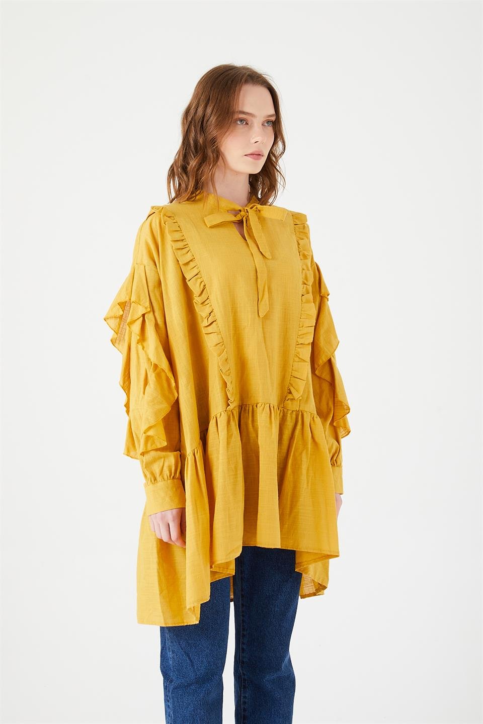HARDAL OVERSİZE KOL VOLANLI GÖMLEK