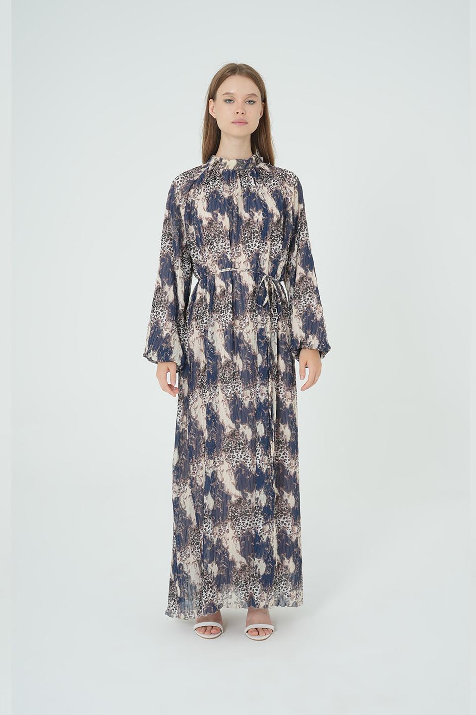 LACİVERT Leopar Desenli Ellbise H