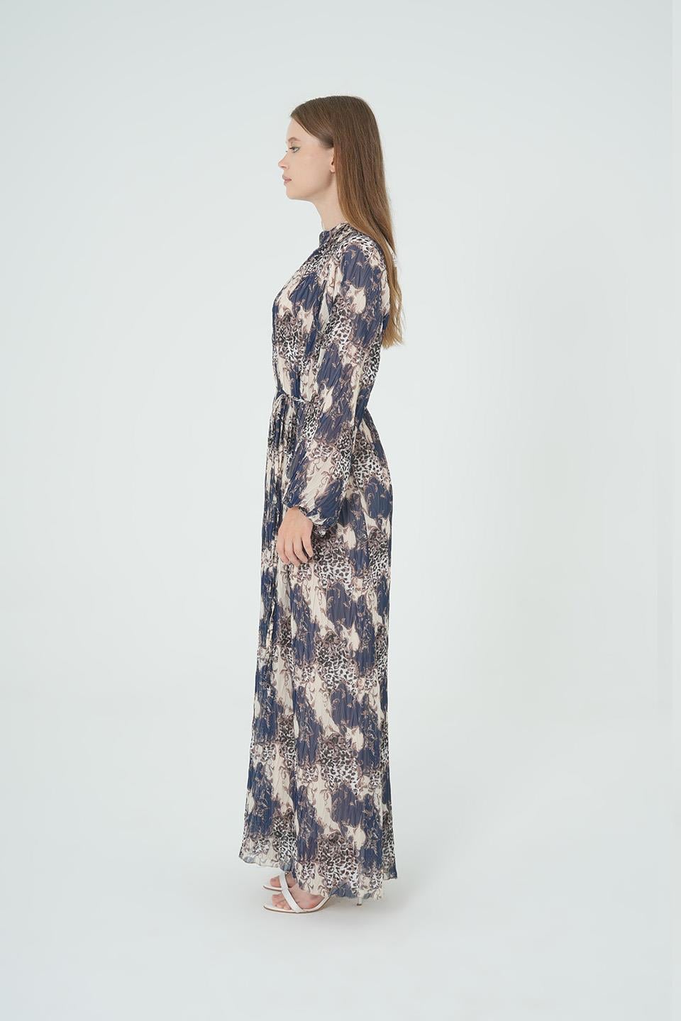 LACİVERT Leopar Desenli Ellbise H