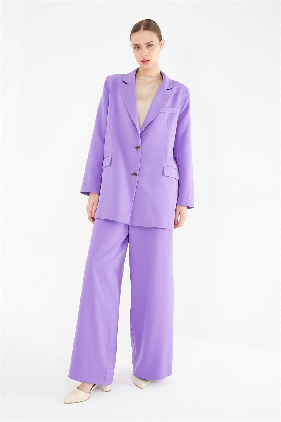 LİLA DOUBLE PİLELİ CEPLİ  BOL PAÇA PANTOLON