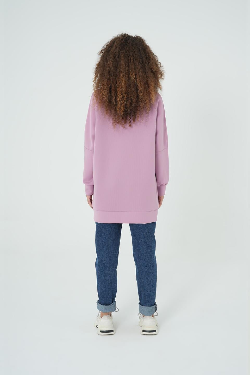 LİLA İNCİ DETAYLI OVERSİZE SWEAT