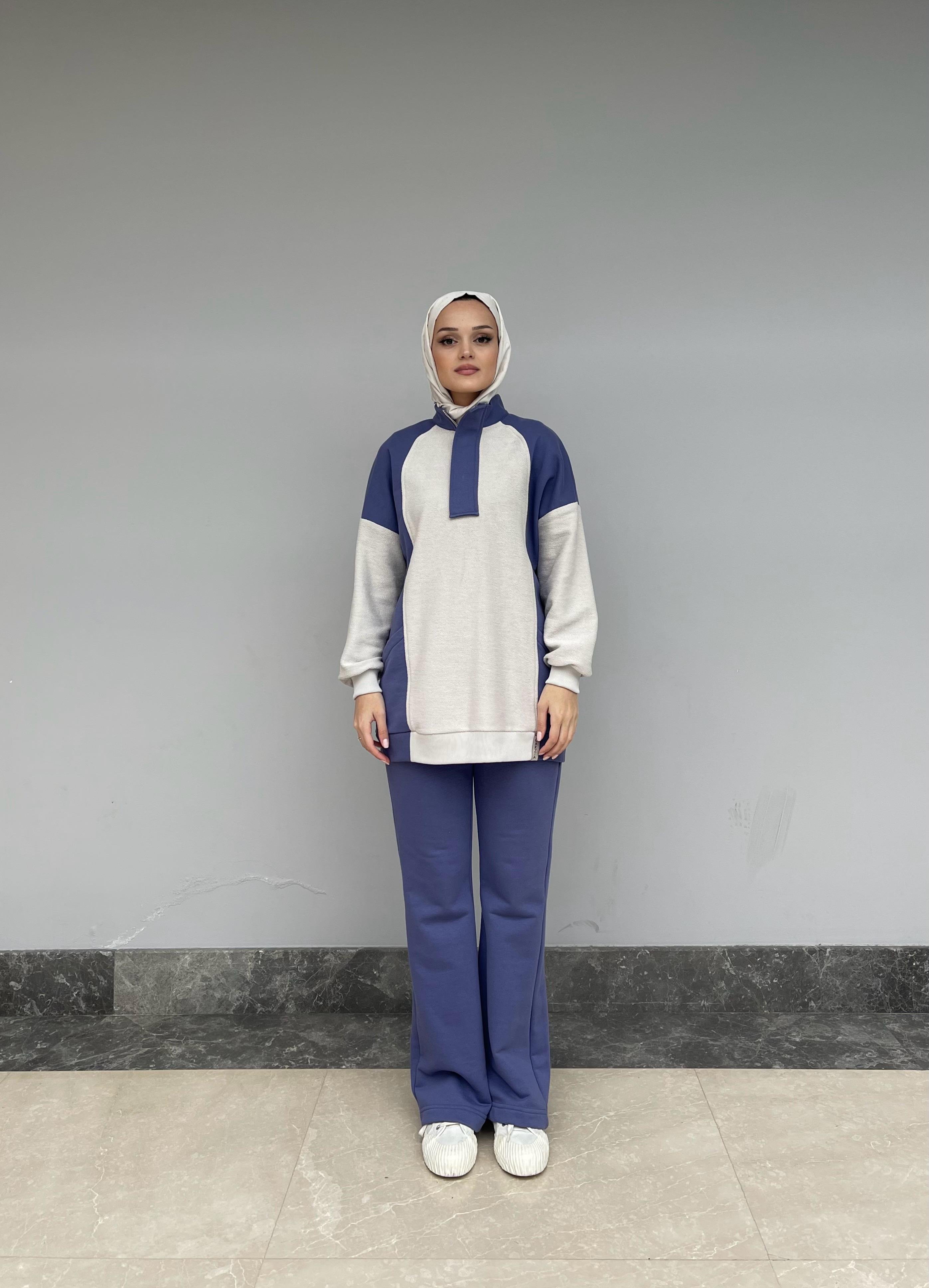 Mor Bol Paça Örme Pantolon