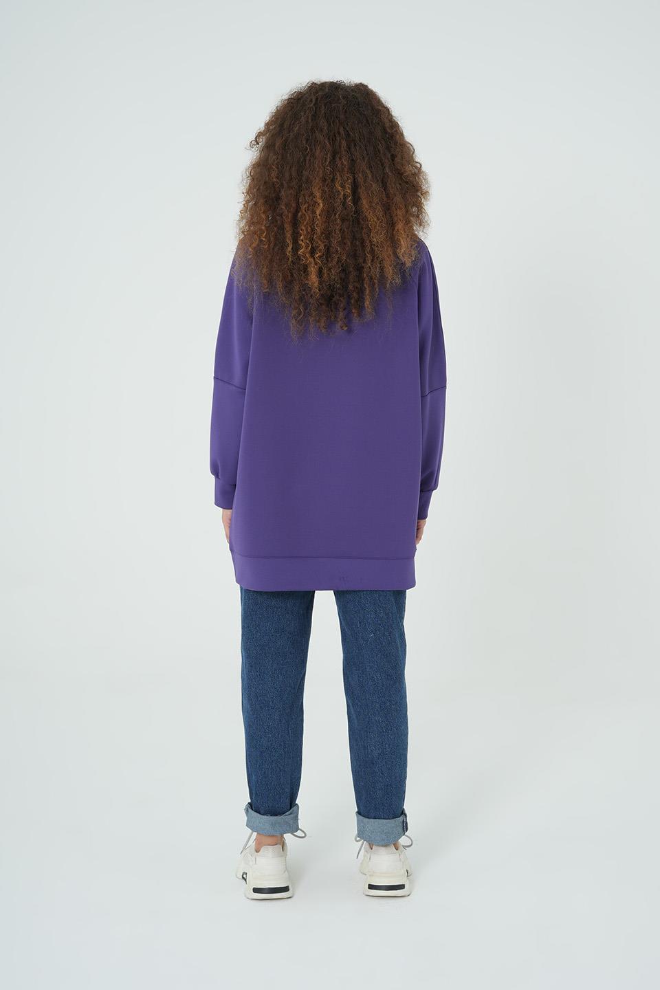 MOR İNCİ DETAYLI OVERSİZE SWEAT
