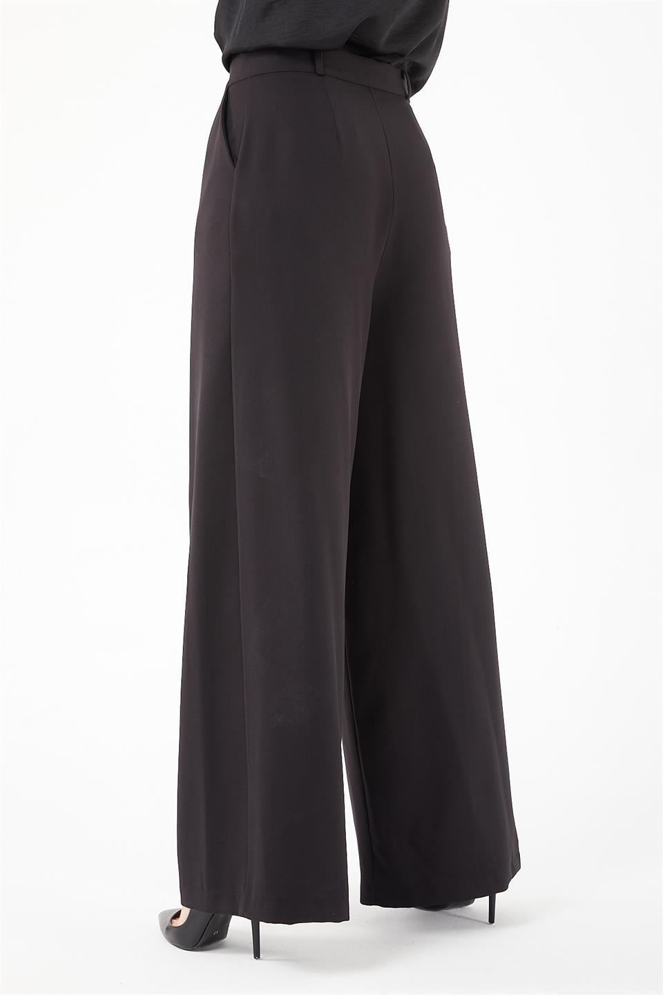 SİYAH DOUBLE PİLELİ CEPLİ  BOL PAÇA PANTOLON