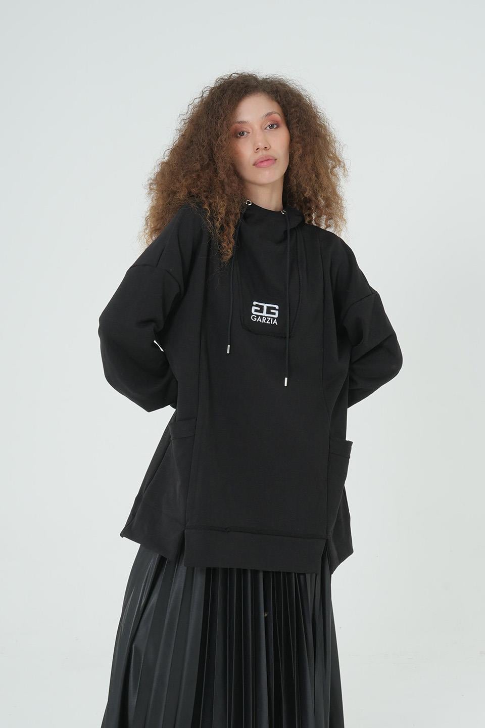 SİYAH Kapüşonlu Sweat