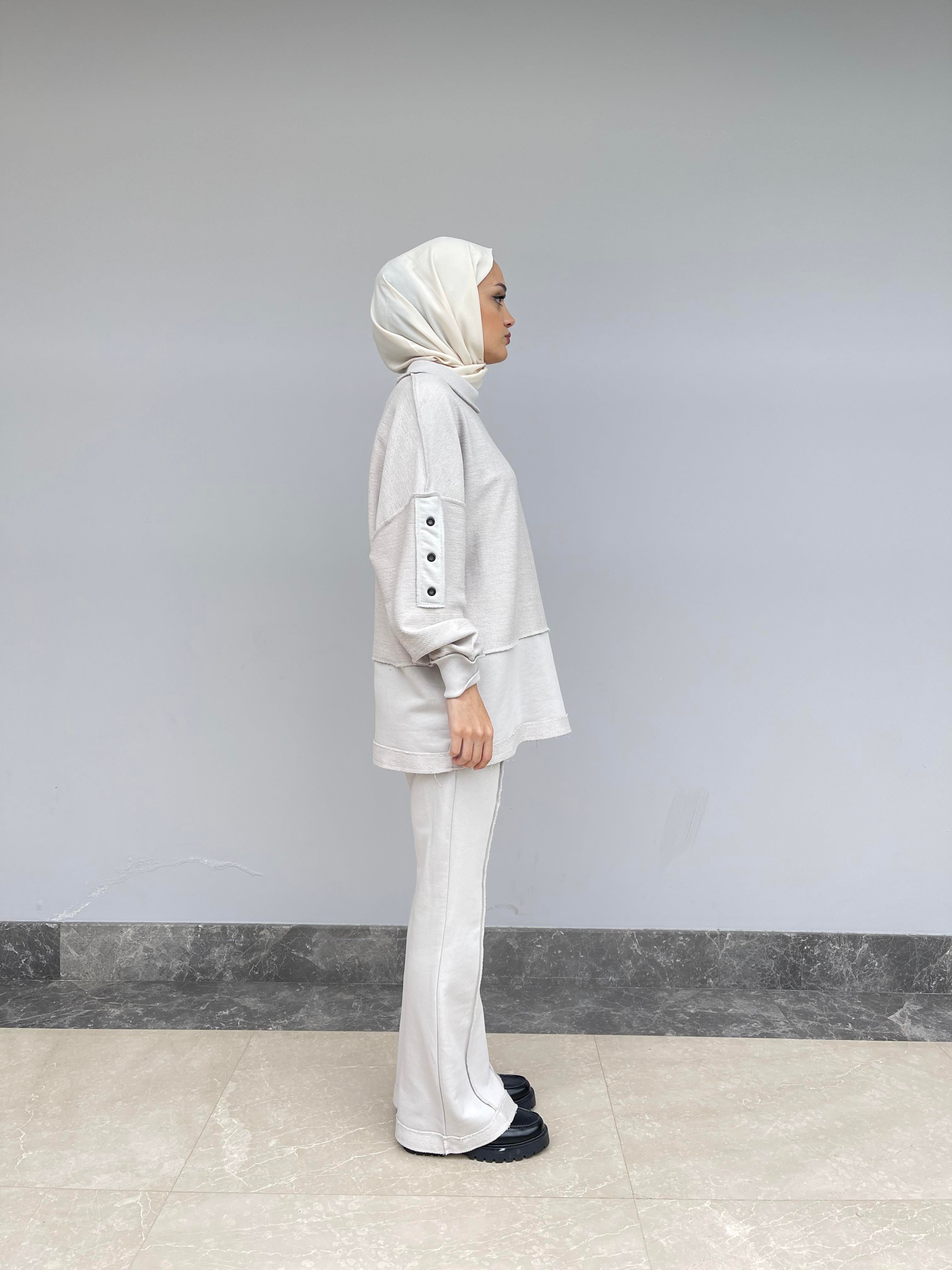 Taş Dikiş Detaylı Dioganal Örme İkili Takım