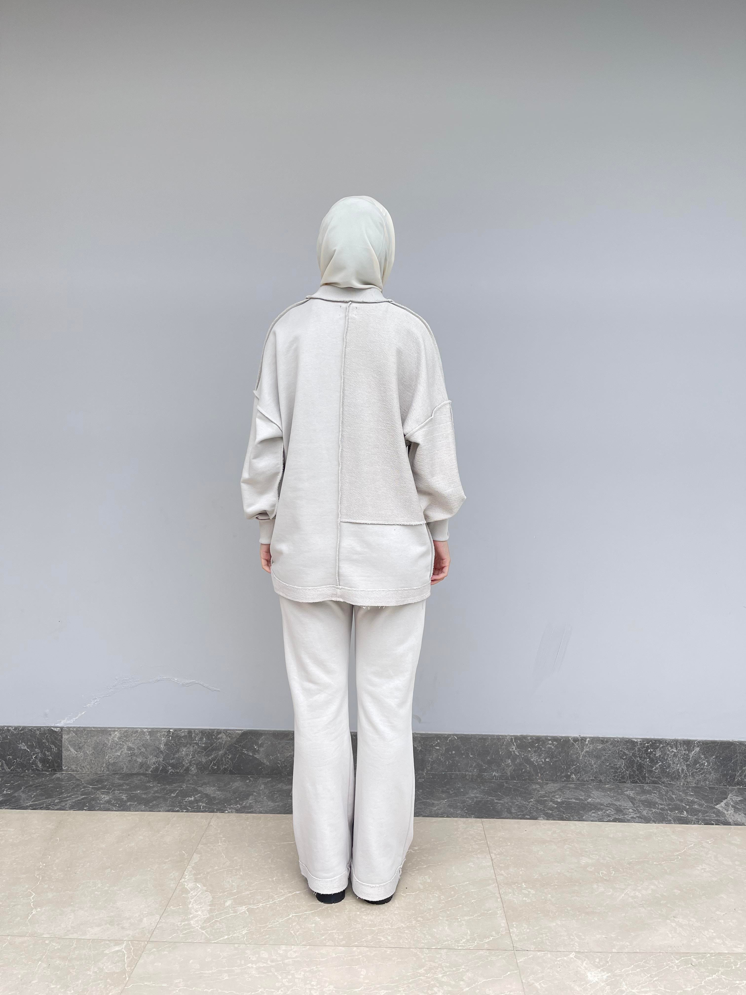 Taş Dikiş Detaylı Dioganal Örme İkili Takım