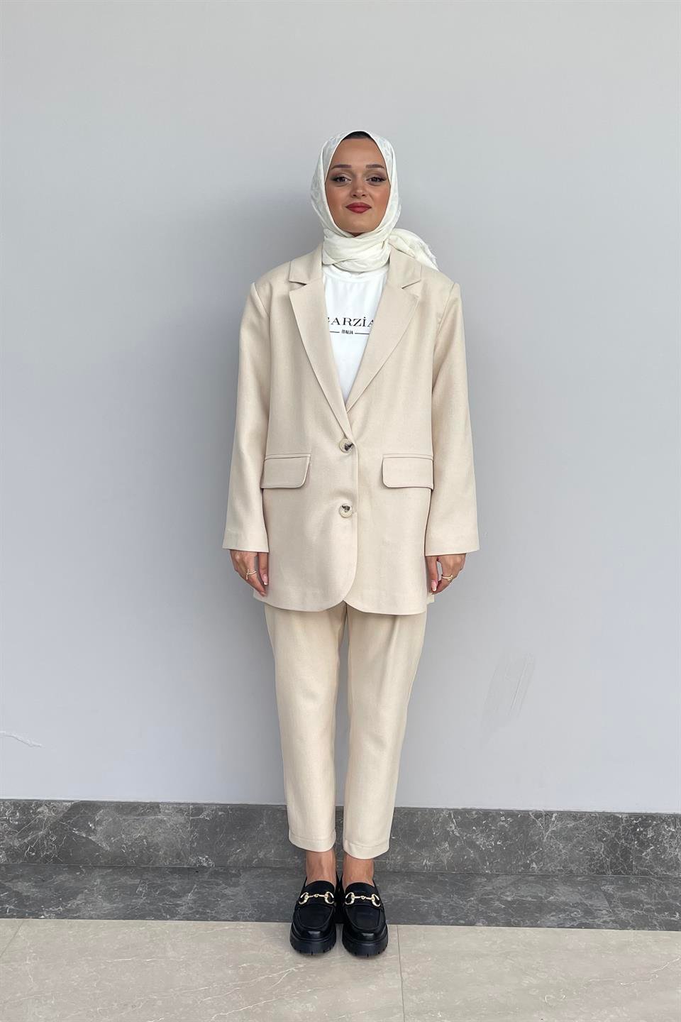 Taş Oversize Fleto Cepli Ceket