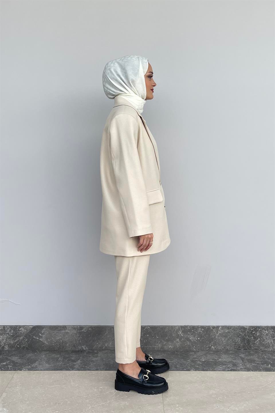 Taş Oversize Fleto Cepli Ceket