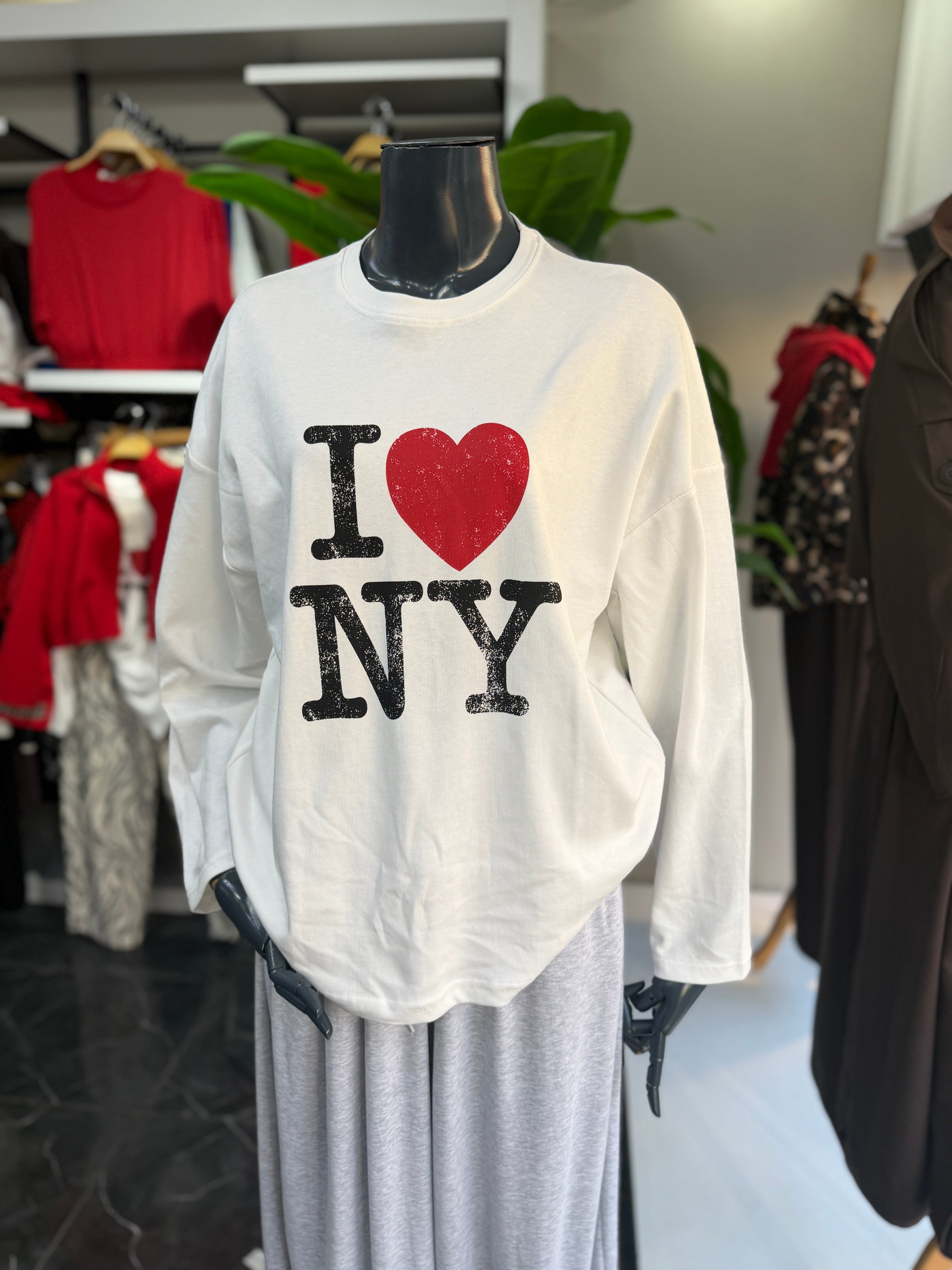 Açık Ekru Baskılı Sweatshirt