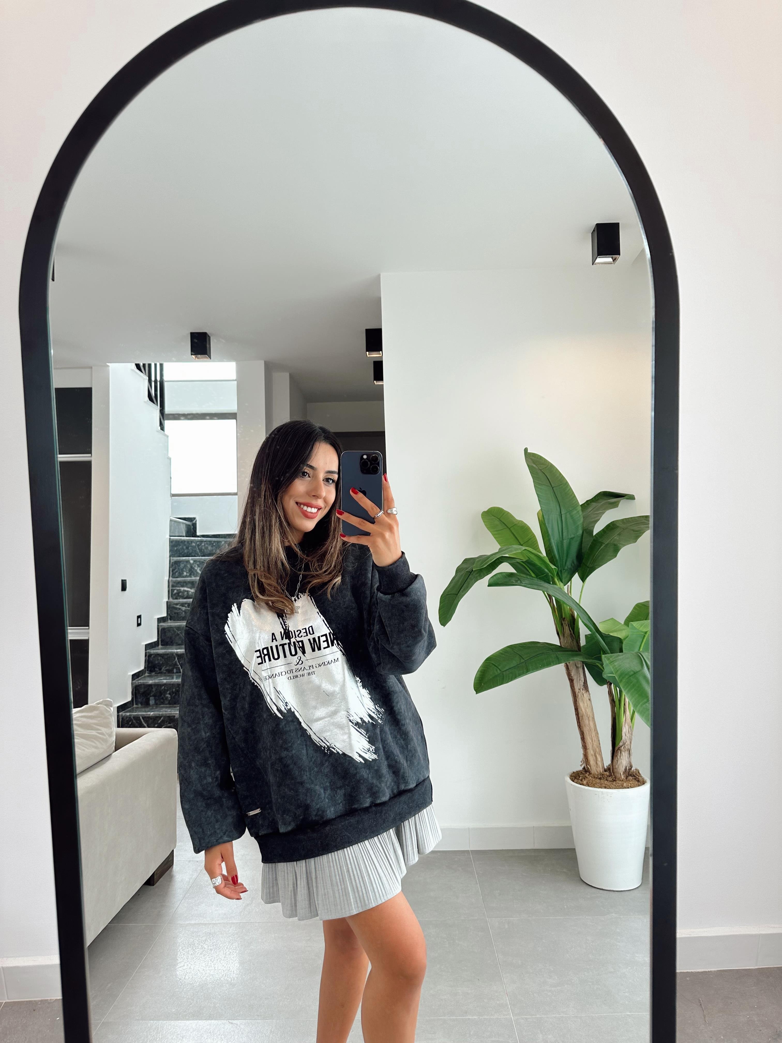 Açık Gri Pileli Şort Etek