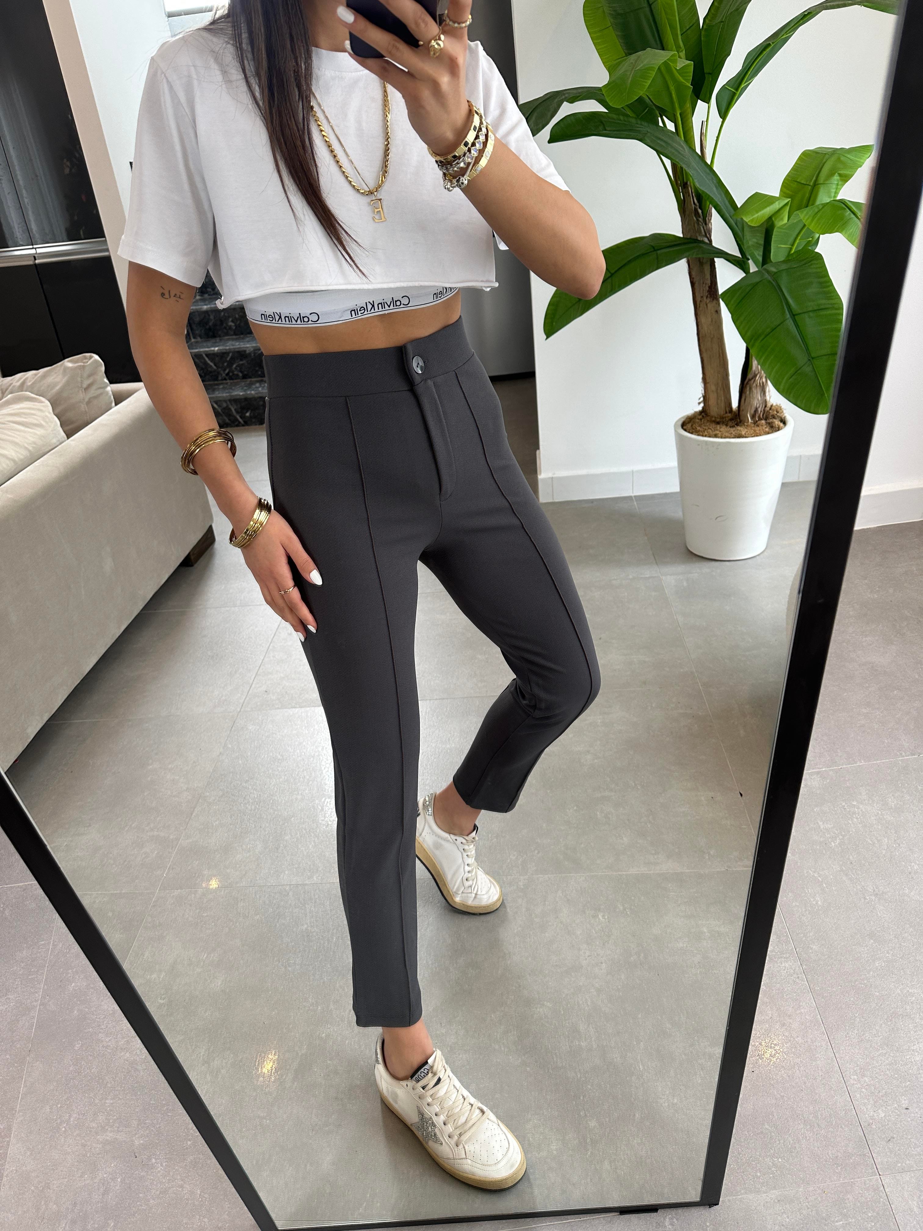 Antrasit Çimalı Dar Paça Pantolon